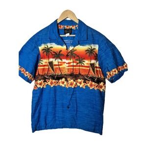 Hawaiian Reserve Collection Shirt Mens Medium Catamaran Sunset‎ Made Hawaii